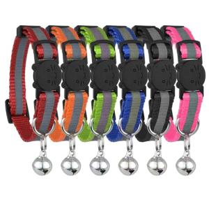 Upgraded Version - Reflective Cat Collar with Bell, Set of 6, Solid & Safe Collars for Cats, Nylon, Kitty Collars, Pet Collar, Breakaway Cat Collar, Free Replacement (6-Pack) from Bemix Pets