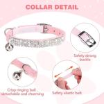 BINGPET Adjustable Cat Collar Soft Velvet Safe Collars Bling Diamante with Bells, Pink from BingPet