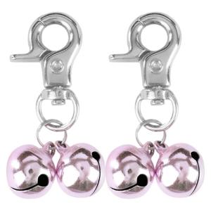 EXPAWLORER 2 Sets Bell Training Charm Pendants Jewelry for Pet Dog Cat Necklace Collar Pink from HAOBO