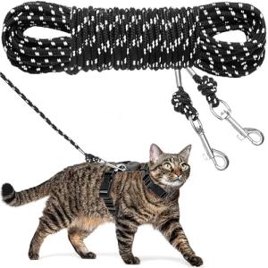 CHERPET Reflective Cat Leash - 26-feet Escape Proof Walking Leads Yard Long Leash Durable Safe Personalized Extender Leash Traning Play Outdoor for Puppies/Kittens/Rabbits/Small Animals from CHERPET