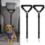 BWOGUE 2 Packs Dog Cat Safety Seat Belt Strap Car Headrest Restraint Adjustable Nylon Fabric Dog Restraints Vehicle Seatbelts Harness from BWOGUE