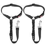 SlowTon Dog Seatbelt, 2 Pack Pet Car Seat Belt Headrest Restraint Adjustable Puppy Safety Seat Belt with Elastic Bungee and Reflective Stripe Connect with Dog Harness in Vehicle for Travel Daily Use by Slowton