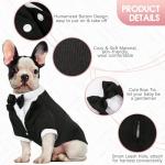 Kuoser Dog Shirt Puppy Pet Small Dog Clothes, Stylish Suit Bow Tie Costume, Wedding Shirt Formal Tuxedo with Black Tie, Dog Prince Wedding Bow Tie Suit M(Back:9.84",Chest:12.59", Neck:9.44") by Kuoser