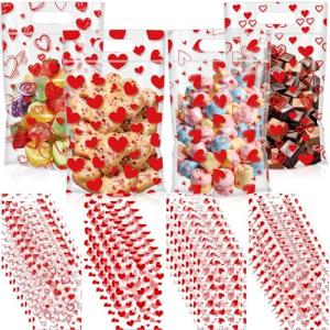 Valentine's Day Heart Treat Bags - 100 Pcs