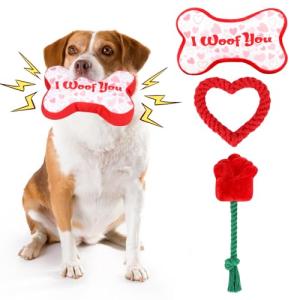 Valentine's Day Squeaky Pet Toy 3-Pack Set