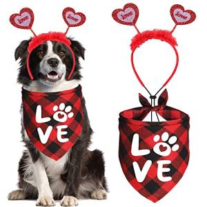 Valentine's Day Dog Bandana and Headband Set
