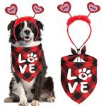 Valentine's Day Dog Bandana and Headband Set