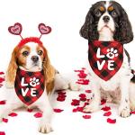 Valentine's Day Dog Bandana and Headband Set