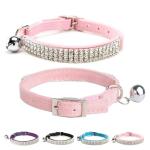 BINGPET Pink Diamond Cat Collar with Bells