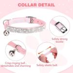 BINGPET Pink Diamond Cat Collar with Bells