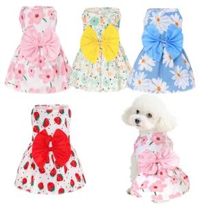 4pcs Cute Dog Dresses for Summer Fun