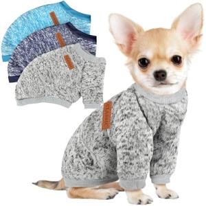 3 Pack Winter Fleece Dog Sweaters for Small Pets