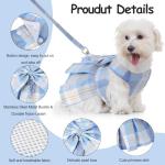Cute Plaid Dog Dress Set with Bow Tie Harness