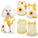 Cute 4-Piece Dog Clothes Set with Dresses and Tees