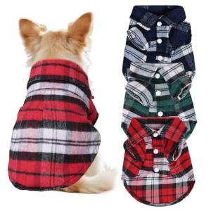 Plaid Dog Shirt Set for Small Pets