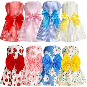 8 Pack Dog Bowknot Dresses for Puppy Girls