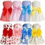 8 Pack Dog Bowknot Dresses for Puppy Girls