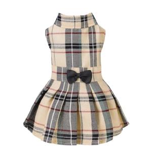 PUPTECK Classic Plaid Dog Dress for Medium Dogs