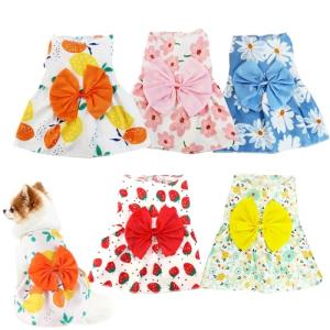 Floral Dog Dresses with Bowknot for Small Pets