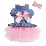 Puppy Tutu Dress with Bowknot Clips