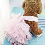 Cute Striped Mesh Dog Dress for Small Puppies