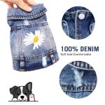 Denim Dog Jacket with Daisy Embroidery for Small Dogs
