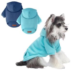 2 Pack Warm Dog Hoodies with Pockets