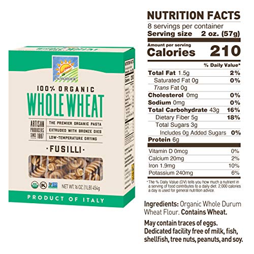 bionaturae Organic Whole Wheat Fusilli, 16-Ounce Bags (Pack of 6)