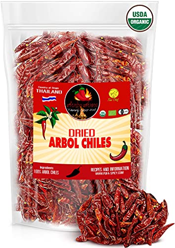 ThaÃ¯ Chef : 3, 5, 8 oz - Dried Whole Red Chili Peppers, Premium All Natural Stemless, Resealable Bag. Use in Thai, Chinese and Mexican Dishes. Spicy Hot Heat Full of Flavor.â¦ (5 oz.)