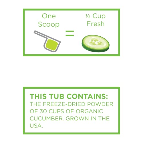 KOYAH - Organic USA Grown Cucumber Powder (1 Scoop = 1/2 Cup Fresh): 50 Servings, Freeze-dried, Whole-Vegetable Powder