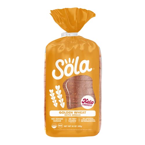 SOLA Non GMO & Keto Certified Bread, Golden Wheat, 1g Net Carb, 14 OZ Loaf (3 Pack)