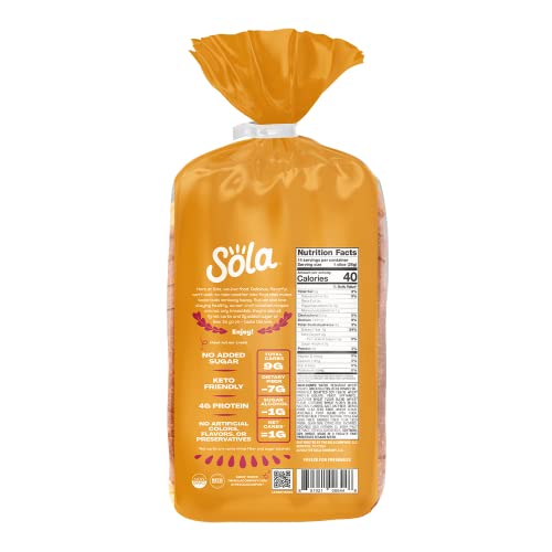 SOLA Non GMO & Keto Certified Bread, Golden Wheat, 1g Net Carb, 14 OZ Loaf (3 Pack)