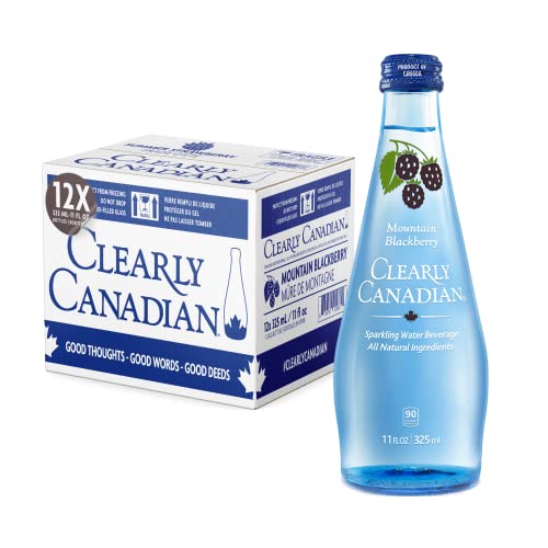 Clearly Canadian - Sparkling Spring Water Beverage - Case of 12 Bottles - 11 Fl. Oz. (325 ml) - Product of Canada (Mountain Blackberry)