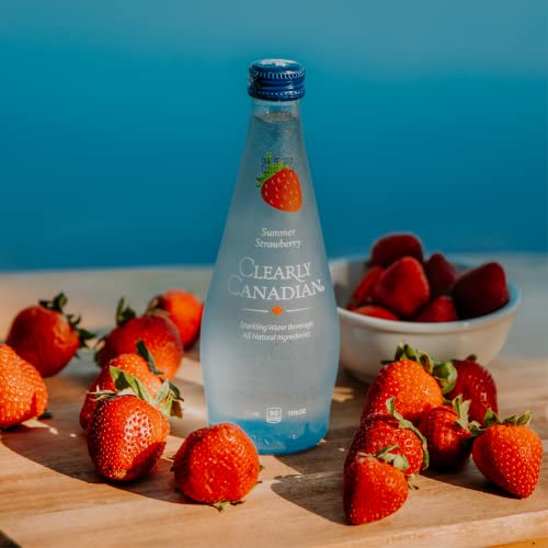 Clearly Canadian Summer Strawberry Sparkling Spring Water Beverage, Natural & Carbonated, Flavored Seltzer Water, 1 Case (12 Bottles x 325mL)