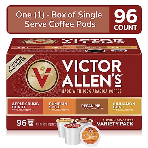Victor Allen's Coffee Autumn Favorites Variety Pack, Medium Roast, 96 Count, Single Serve Coffee Pods for Keurig K-Cup Brewers