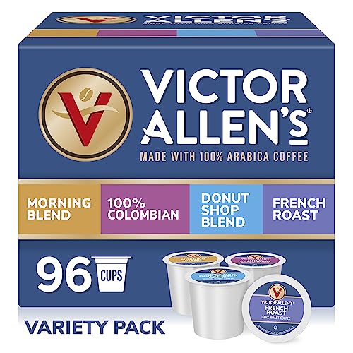 Victor Allen's Coffee Variety Pack, Light-Dark Roasts, 96 Count, Single Serve Coffee Pods for Keurig K-Cup Brewers