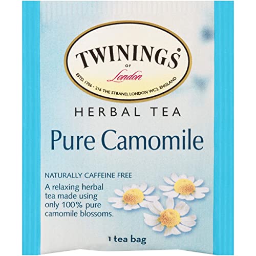 Twinings Pure Camomile Herbal Tea Individually Wrapped Bags, 20 Count Pack of 6, Naturally Caffeine Free