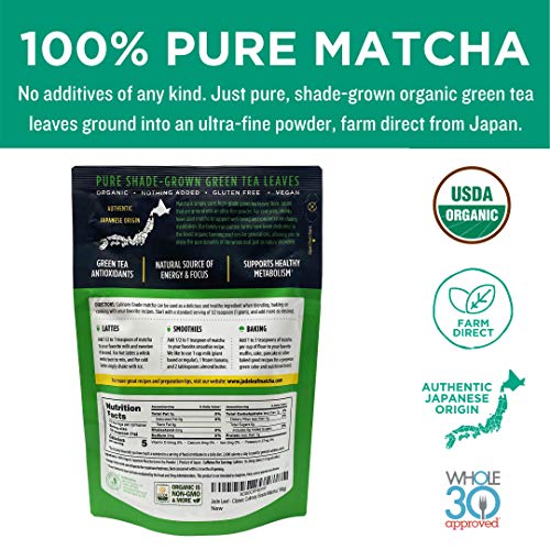 Jade Leaf Matcha Organic Culinary Grade Matcha Green Tea Powder - Premium Second Harvest - Authentic Japanese Origin (3.53 Ounce Pouch)
