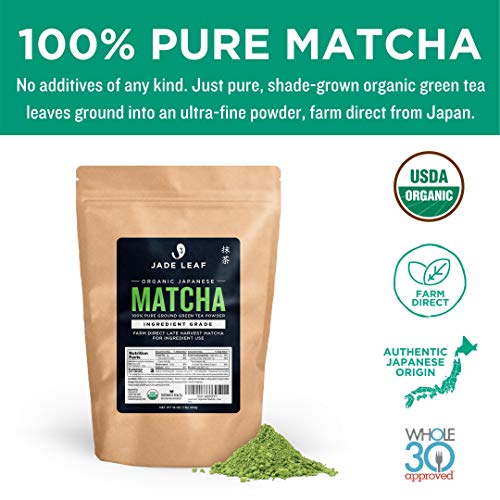 Jade Leaf - Organic Japanese Matcha Green Tea Powder, Ingredient Grade (1 Pound)