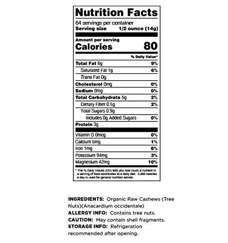 Organic Raw Cashews, 4 Pounds - Terrasoul Superfoods