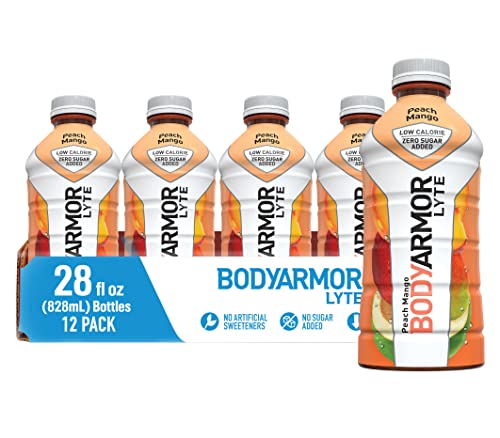 BODYARMOR LYTE Sports Drink Low-Calorie Sports Beverage, Peach Mango, Natural Flavors With Vitamins, Potassium-Packed Electrolytes, Perfect For Athletes, 28 Fl Oz (Pack of 12)