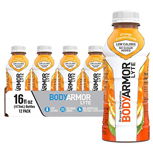 BODYARMOR LYTE Sports Drink Low-Calorie Sports Beverage, Orange Clementine - Orange Citrus, Natural Flavors With Vitamins, Potassium-Packed Electrolytes, Perfect For Athletes, 16 Fl Oz (Pack of 12)
