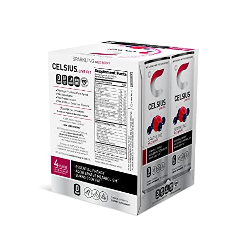 CELSIUS Essential Energy Drink 12 Fl Oz, Sparkling Wild Berry (Pack of 24)
