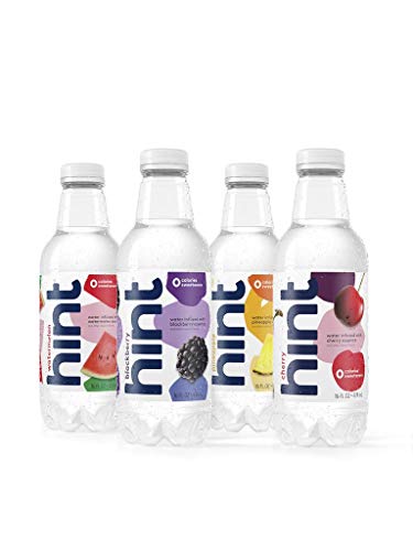 Hint Water Best Sellers Pack (Pack of 12), 16 Ounce Bottles, 3 Bottles Each of: Watermelon, Blackberry, Cherry, and Pineapple, Zero Calories, Zero Sugar and Zero Sweeteners
