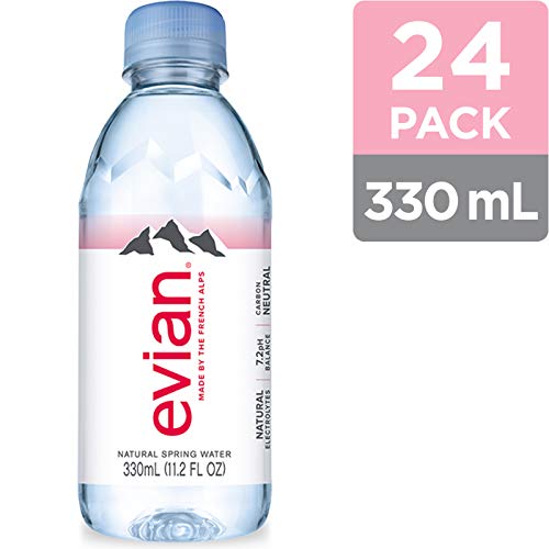 evian Natural Spring Water 330 mL/11.2 Fl Oz (Pack of 24) Mini-Bottles, Naturally Filtered Spring Water Small Water Bottles