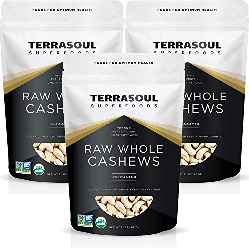 Organic Raw Whole Cashews, 6 lbs, Terrasoul Superfoods