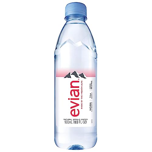 evian Natural Spring Water 1 Liter (Pack of 6), Naturally Filtered Spring Water, Naturally Filtered Spring Water in Large Bottles