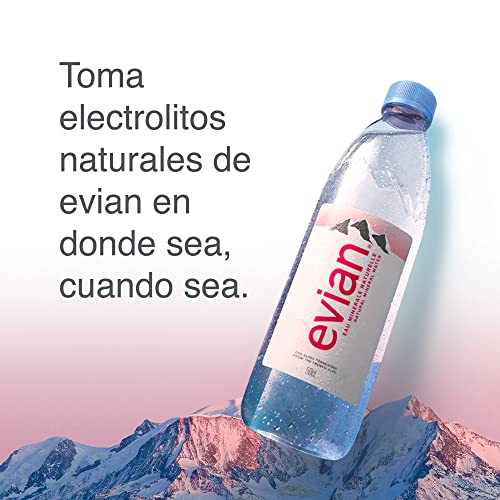 evian Natural Spring Water 500 mL/16.9 Fl Oz (Pack of 6), Bottled Naturally Filtered Spring Water in Individual-Sized Bottles