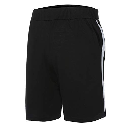 Realdo Big Mens Tracksuit Set,Men's 2 Pcs Casual Solid Stripe Shirt Shorts Sports Thin Athletic Wear (Small, Black)