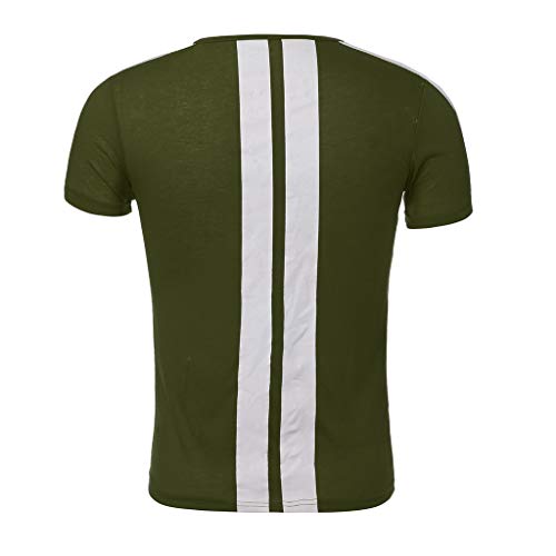 Realdo Big Mens Tracksuit Set,Men's 2 Pcs Casual Solid Stripe Shirt Shorts Sports Thin Athletic Wear (XX-Large, Green)